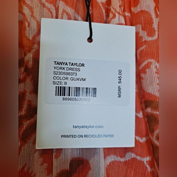 TANYA TAYLOR Guava Linen Blend York Mini Dress MSRP $545 NWT 8 - Picture 3 of 9